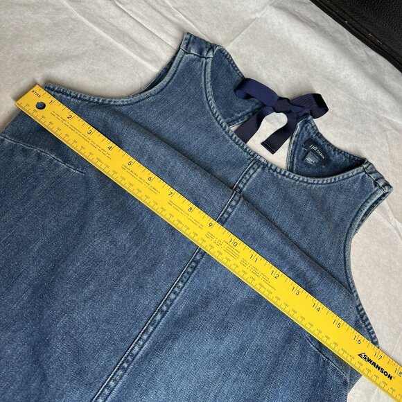 J.Jill Denim XS Petite Shift Tie Dress Blue Cotton Pockets Raw Hem Sleeveless - Picture 4 of 8